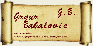 Grgur Bakalović vizit kartica